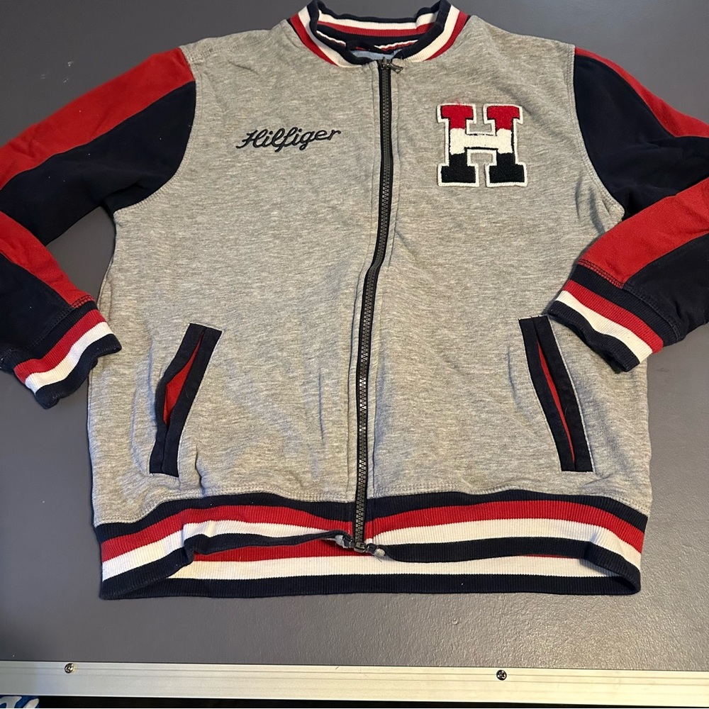 Tommy Hilfiger Youth Gray Jacket 12/14 with Red and Blue Hoodie Jacket